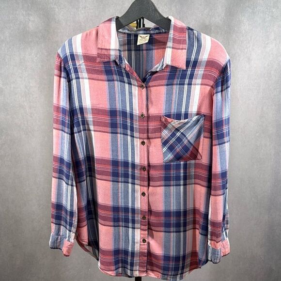 Faded Glory Plaid Button-Up Shirt - Picture 2 of 5
